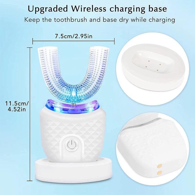 360° Ultrasonic U-Shaped Electric Toothbrush for Kids - Silicone Whitening & Automatic Cleaning