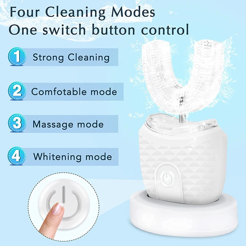 360° Ultrasonic U-Shaped Electric Toothbrush for Kids - Silicone Whitening & Automatic Cleaning
