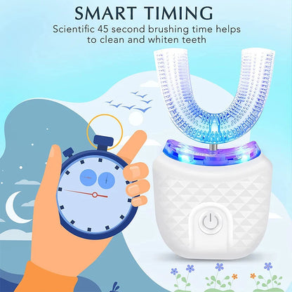 360° Ultrasonic U-Shaped Electric Toothbrush for Kids - Silicone Whitening & Automatic Cleaning